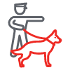 K9 security icon: protection dog and handler